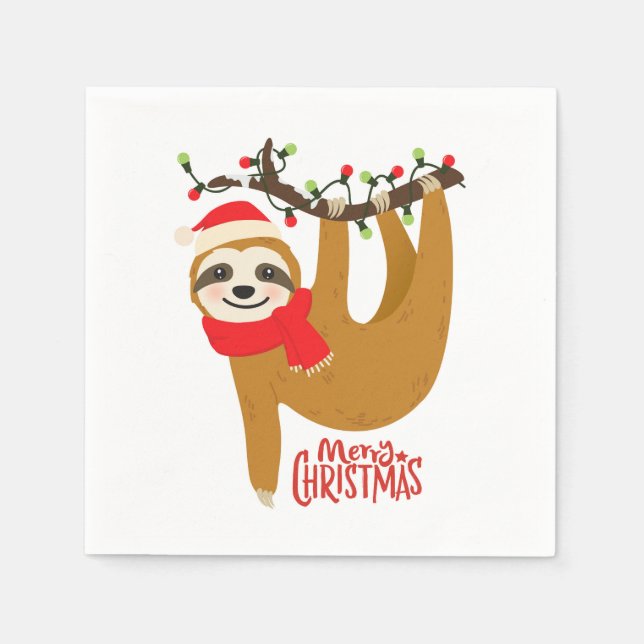 Guardanapo De Papel Feliz Natal Sloth | Feriados (Frente)