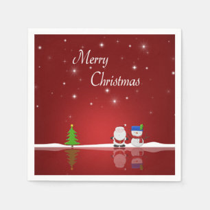 Guardanapo De Papel Feliz Natal Snowman e Papais noeis