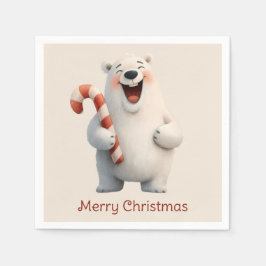 Guardanapo De Papel Feliz Natal Urso Polar Fofo Design