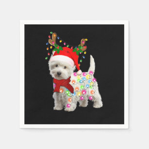 Guardanapo De Papel Feliz Natal Xmas Westie Dog Reindeer Cosplay
