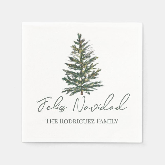 Guardanapo De Papel Feliz Navidad-Feliz Árvore de Natal e Luzes (Frente)