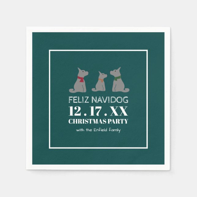 Guardanapo De Papel Feliz Navidog, Estilo Espanhol de Natal (Frente)