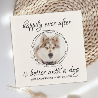 Guardanapo De Papel Feliz Nunca Após Casamento De Pet De Cão Elegante