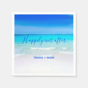 Guardanapo De Papel Feliz nunca após o casamento de praia azul do