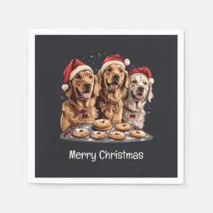 Guardanapo De Papel Feliz Ouro de Natal - Cachorro de Retriever