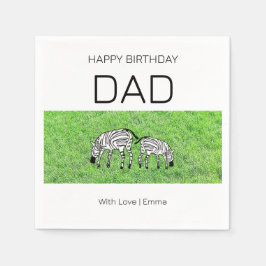 Guardanapo De Papel Feliz Pai de aniversário, Zebras bonitas e Felizes