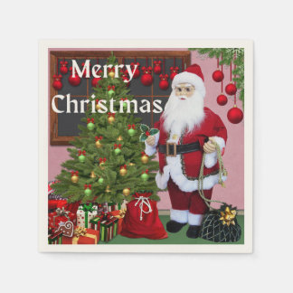 Guardanapo De Papel Feliz Papai noel de Natal e Árvore de Natal