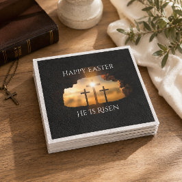 Guardanapo De Papel Feliz Páscoa Ele Ressuscitou Três Cruzes Feriado 