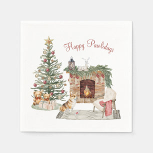 Guardanapo De Papel Feliz Pawlidays Design de Cachorro - Corgi