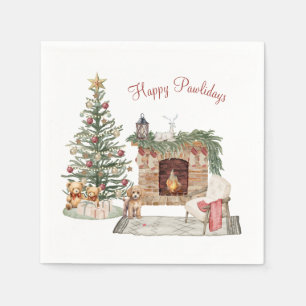 Guardanapo De Papel Feliz Pawlidays Design de Cachorro - Poodle