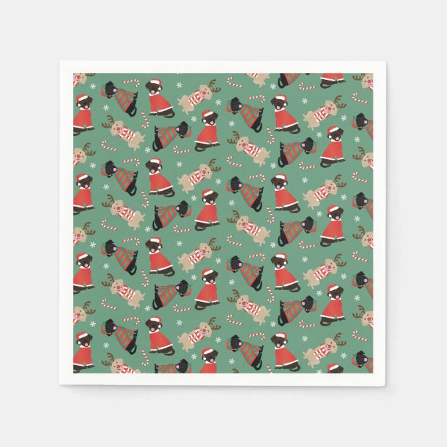 Guardanapo De Papel Feliz Pawlidays Labrador Retriever Cães (Frente)