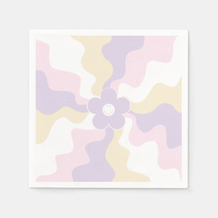 Guardanapo De Papel Feliz Retro Daisy - Pink Pastel, Amarelo e Roxo
