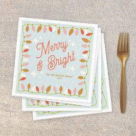 Guardanapo De Papel Feliz retrorativa e luzes de Natal brilhantes