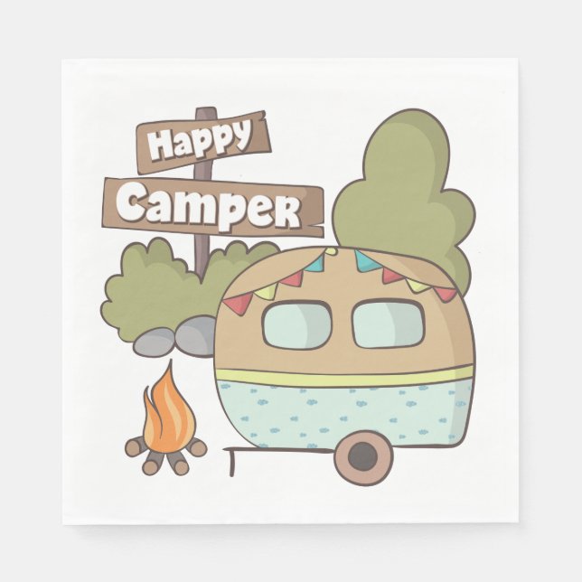 Guardanapo De Papel Feliz Trailer de Camper Napkin (Frente)