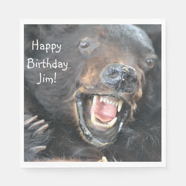 Guardanapo De Papel Feliz Urso Feroz de Aniversário (Frente)