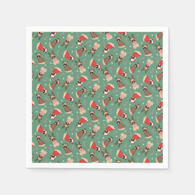 Guardanapo De Papel Feliz Woofmas Cães Pug (Frente)