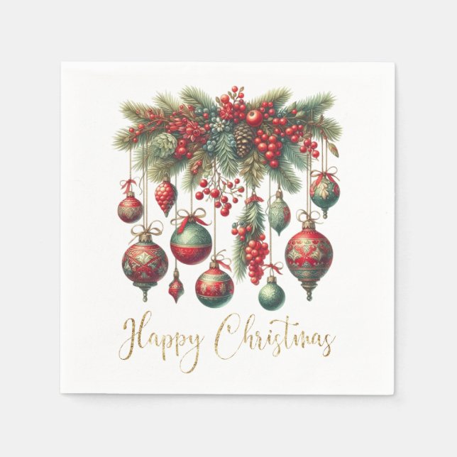 Guardanapo De Papel Felizes decorações de Natal (Frente)