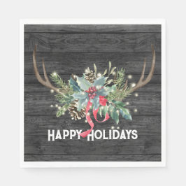 Guardanapo De Papel Felizes Feriados Deer Antlers com Luzes