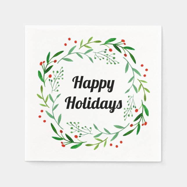 Guardanapo De Papel Felizes Feriados Elegantes, Laurel Wreath (Frente)