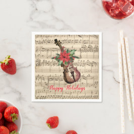 Guardanapo De Papel Felizes Feriados Vintage Violin e Sheet Music