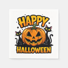 Guardanapo De Papel Felizes Gatos Pretos do Dia das Bruxas