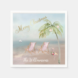 Guardanapo De Papel Felry Christmas Beach Flamingo Wreath Única