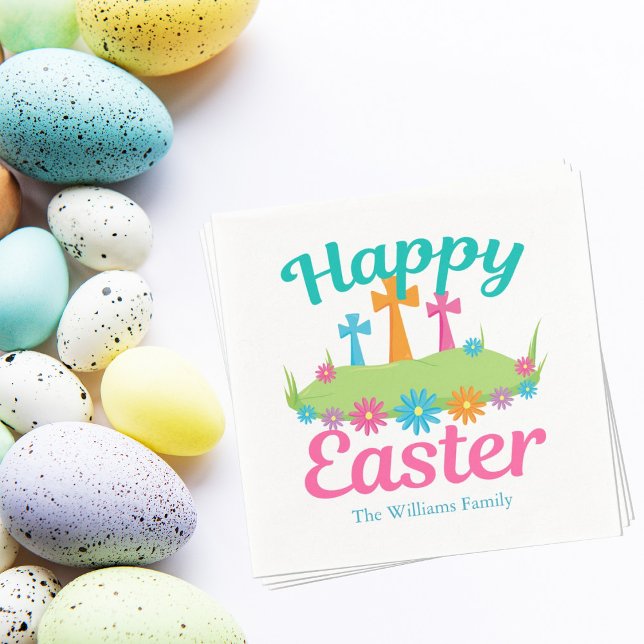 Guardanapo De Papel Felz pascoa Bela Festa Floral de Cruzamentos Perso (Criador carregado)