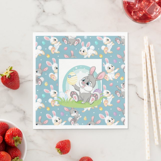 Guardanapo De Papel Felz pascoa Bunny Napkins (Insitu)