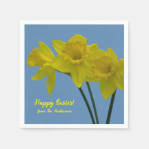 "Felz pascoa" Daffodils Amarelos Napkins