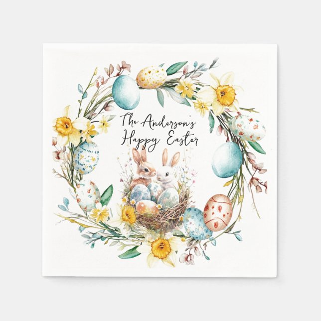 Guardanapo De Papel Felz pascoa dois galões e Páscoa floral (Frente)