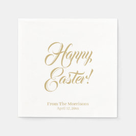Guardanapo De Papel Felz pascoa dourado - script personalizado elegant