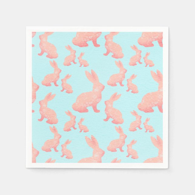 Guardanapo De Papel Felz pascoa - Padrão do coelho vermelho-laranja (Frente)