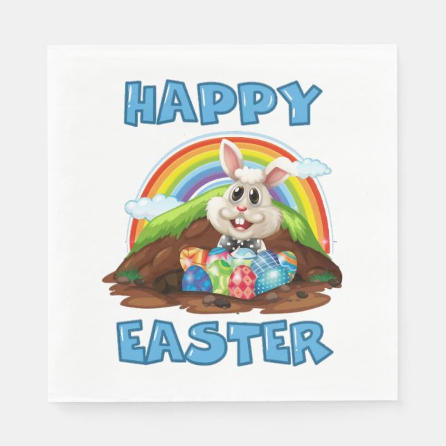 Guardanapo De Papel Felz pascoa Wonlim Bunny (Frente)