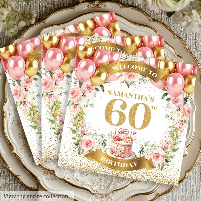 Guardanapo De Papel Feminine Boho 60º Aniversário Napkins Detalhes Dou (Feminine Boho 60th Birthday Napkins Gold Details

)