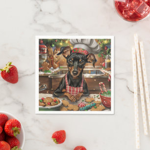Guardanapo De Papel Feriado alemão Pinscher Baking: Natal Festivo