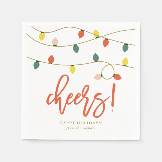 Guardanapo De Papel Feriado das Luzes de Natal Retroativas (Frente)