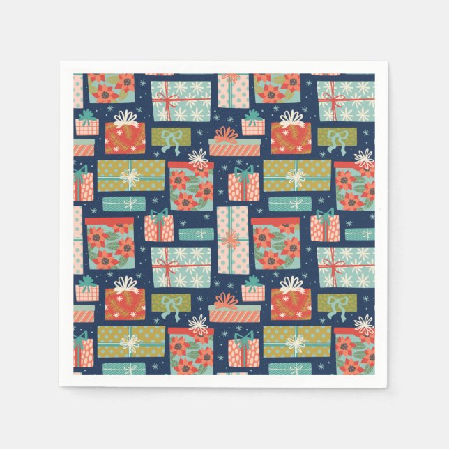 Guardanapo De Papel Feriado de Caixa de Presente de Natal Retroativo C (Frente)