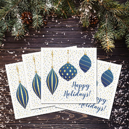 Guardanapo De Papel Feriado de Enfeites de natal Dourados azuis Vintag