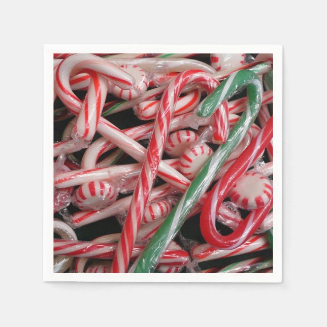 Guardanapo De Papel Feriado de Natal Candy Canes and Peppermints (Frente)