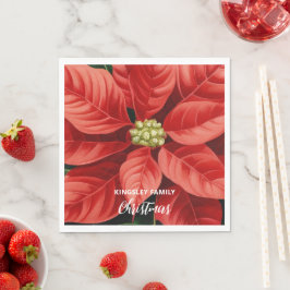 Guardanapo De Papel Feriado de Natal da Red Poinsettia Personalizado