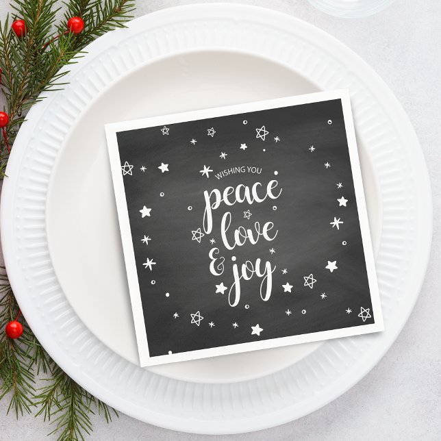 Guardanapo De Papel Feriado de Natal do Peace Love Joy Star (Peace Love Joy Star Christmas Holiday Napkins)