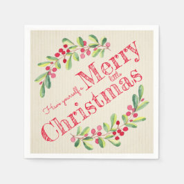 Guardanapo De Papel Feriado de Natal Elegant Holly e Berries
