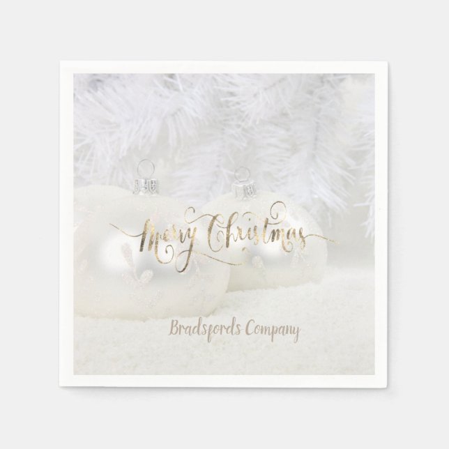 Guardanapo De Papel Feriado de Natal Elegante, Bolas (Frente)