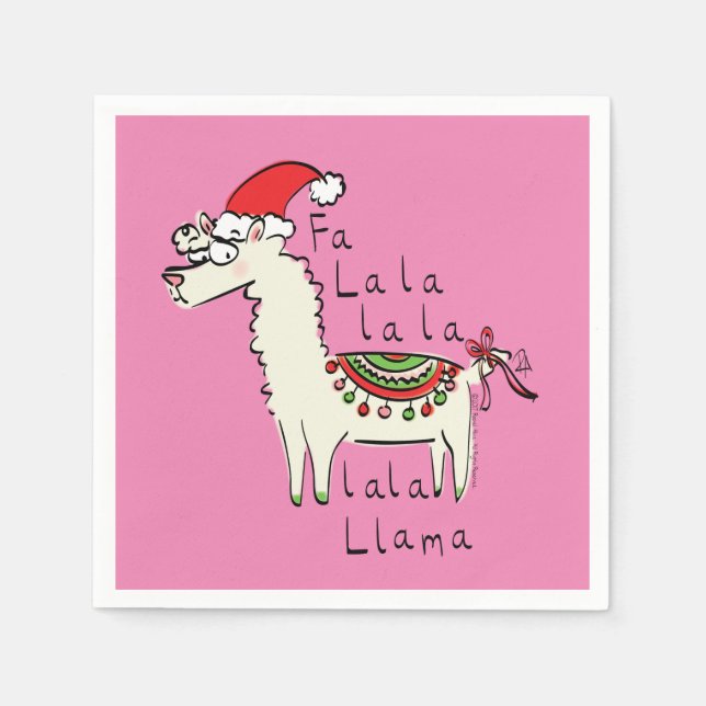 Guardanapo De Papel Feriado de Natal Engraçado Llama (Frente)