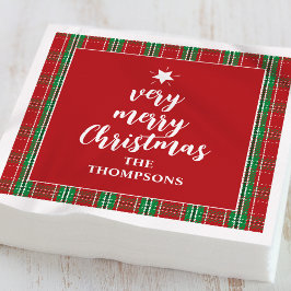 Guardanapo De Papel Feriado de Natal Feriado Vermelho Xadrez Feriado V