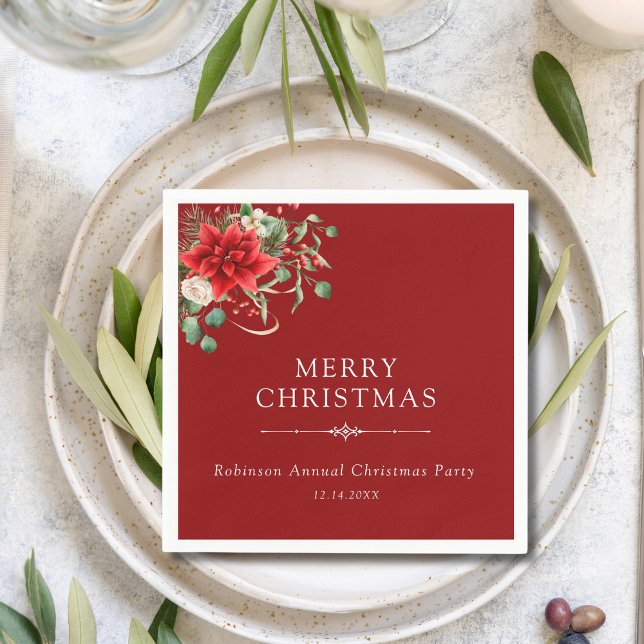 Guardanapo De Papel Feriado de Natal Floral Botânico Elegante (Criador carregado)