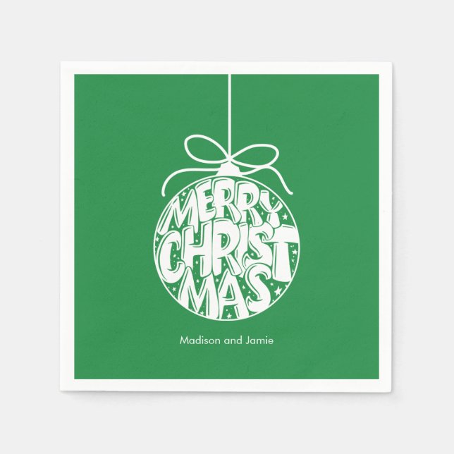 Guardanapo De Papel Feriado de Natal Verde (Frente)