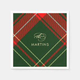 Guardanapo De Papel Feriado de Nome Personalizado da Xadrez Vermelha C