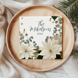 Guardanapo De Papel Feriado de Poinsettia Branca