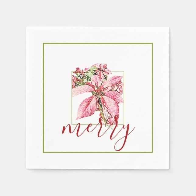 Guardanapo De Papel Feriado de Poinsettia, Feliz Vermelha Moderna (Frente)